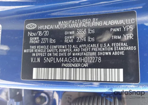 2021 Hyundai Elantra Sel из США, поврежденный, VIN 5NPLM4AG8MH012278